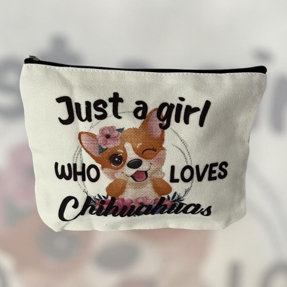 Chihuahua Lovers Travel Makeup Bag - Fun Cosmetic Pouch for Dog Moms